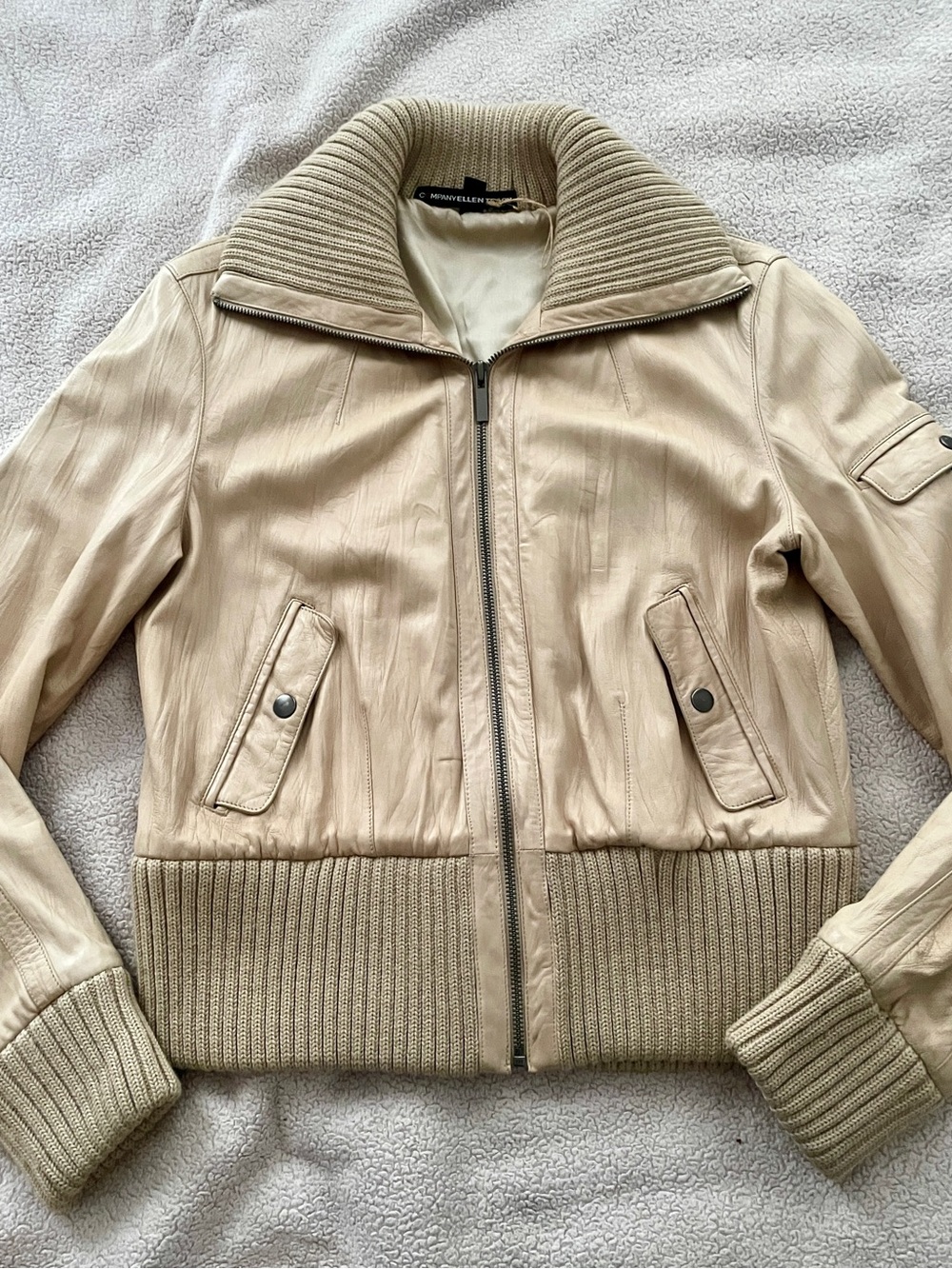 Ellen Tracy Y2K Leather Bomber Jacket, size 8/M